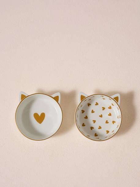 Lot de 2 gamelles pour chat en céramique blanc imprimé - vertbaudet enfant 