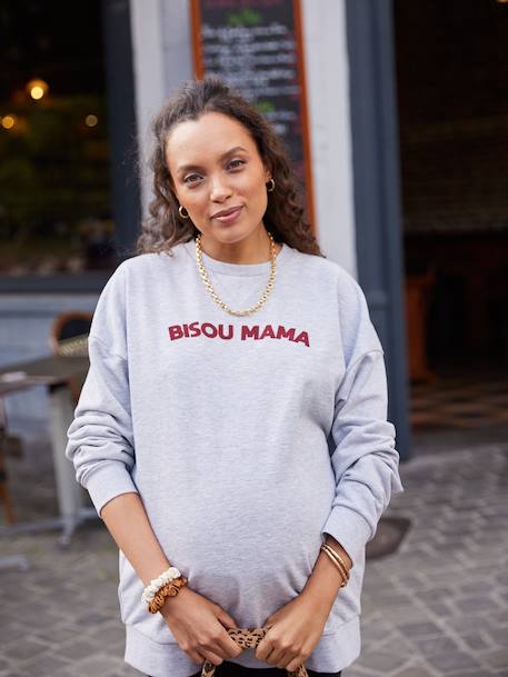 Set sweater 'bisou mama' en legging voor tijdens de zwangerschap en erna ENVIE DE FRAISE gemêleerd grijs - vertbaudet enfant 