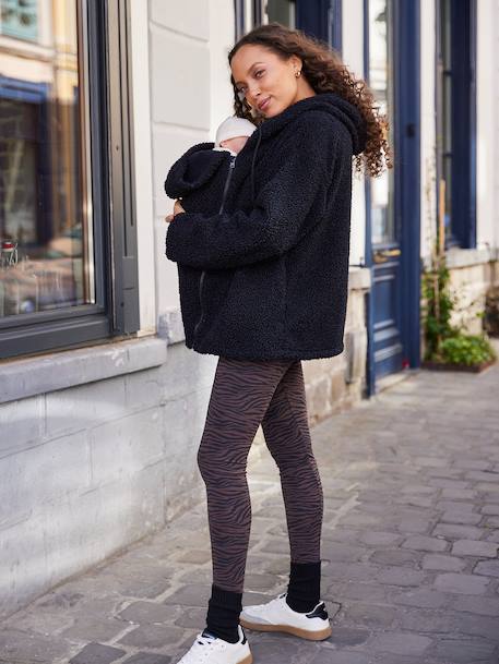 Sweat zippé en sherpa évolutif avec protège bébé noir - vertbaudet enfant 