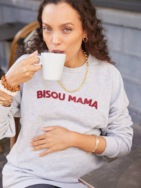Set sweater 'bisou mama' en legging voor tijdens de zwangerschap en erna ENVIE DE FRAISE gemêleerd grijs - vertbaudet enfant 