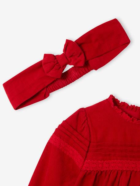 Ensemble naissance 3 pièces Noël robe + bandeau + collants rouge - vertbaudet enfant 