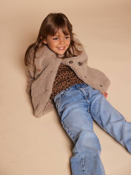 Sherpajas met luipaardvoering, capsulecollectie moeder-dochter ENVIE DE FRAISE taupe - vertbaudet enfant 
