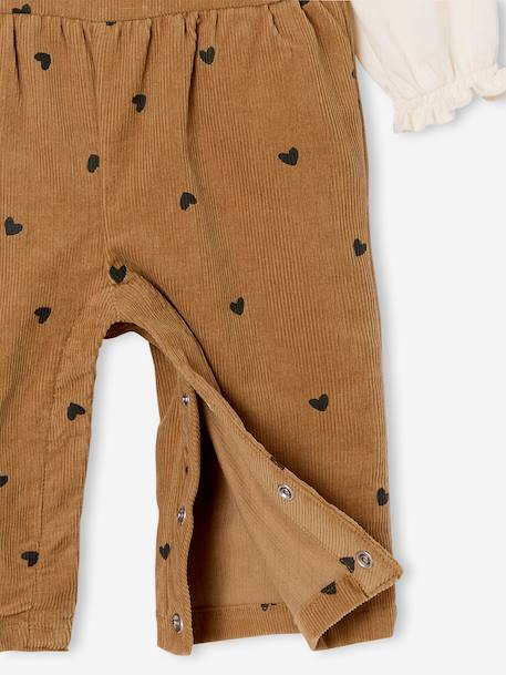 Ensemble bébé salopette imprimée et T-shirt manches longues caramel - vertbaudet enfant 