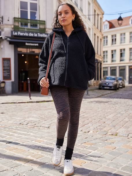 Sweat zippé en sherpa évolutif avec protège bébé noir - vertbaudet enfant 