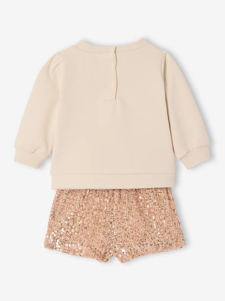 Ensemble bébé fille noël sweat short à sequins or - vertbaudet enfant 