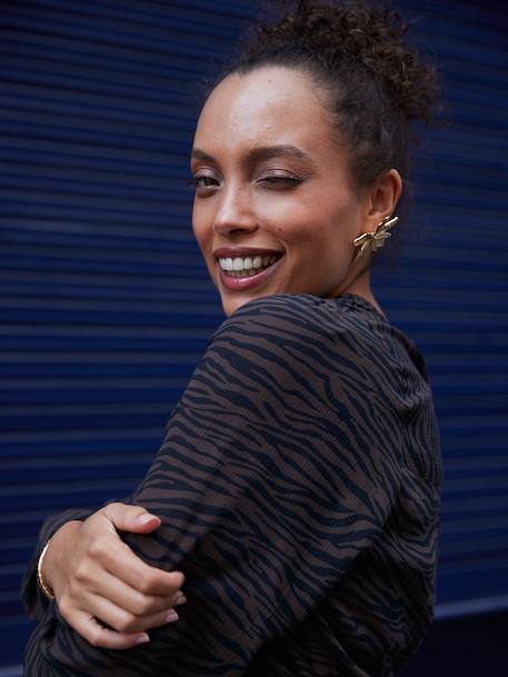 Robe longue grossesse et allaitement motif zébré chocolat - vertbaudet enfant 