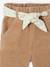 Pantalon large en velours ceinture à fleurs bébé beige+vieux rose - vertbaudet enfant 
