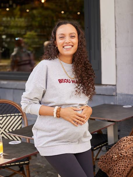Set sweater 'bisou mama' en legging voor tijdens de zwangerschap en erna ENVIE DE FRAISE gemêleerd grijs - vertbaudet enfant 