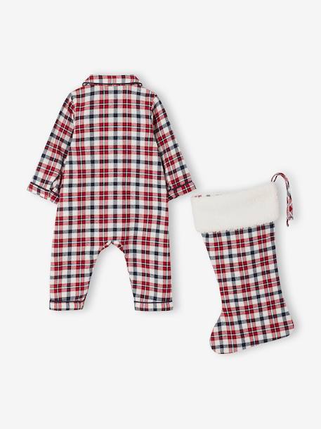 Ensemble bébé mixte combinaison + chaussettes à carreaux Noël rouge - vertbaudet enfant 