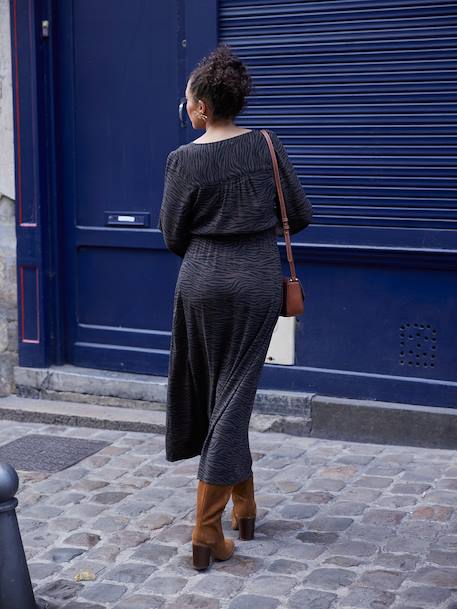 Robe longue grossesse et allaitement motif zébré chocolat - vertbaudet enfant 