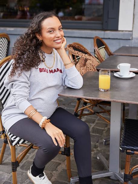Set sweater 'bisou mama' en legging voor tijdens de zwangerschap en erna ENVIE DE FRAISE gemêleerd grijs - vertbaudet enfant 