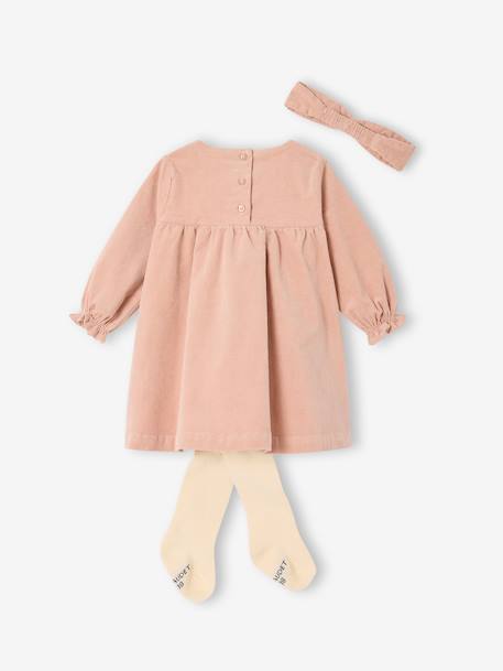 Babyset voor babymeisjes, jurk, heupband, panty's, geschenkdoos voor Kerstmis roze (poederkleur) - vertbaudet enfant 