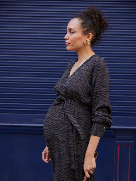 Robe longue grossesse et allaitement motif zébré chocolat - vertbaudet enfant 