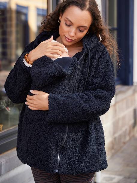 Sweat zippé en sherpa évolutif avec protège bébé noir - vertbaudet enfant 