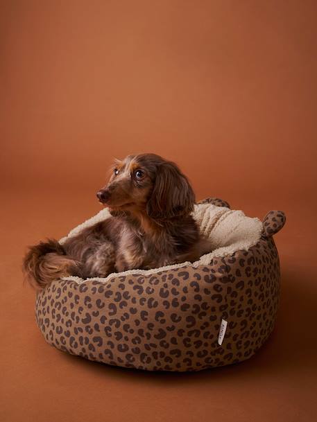 Panier matelassé pour chat et chiens marron imprimé - vertbaudet enfant 