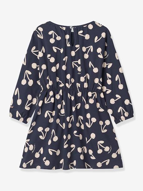 Sadia jurk met kersenmotieven marineblauw - vertbaudet enfant 