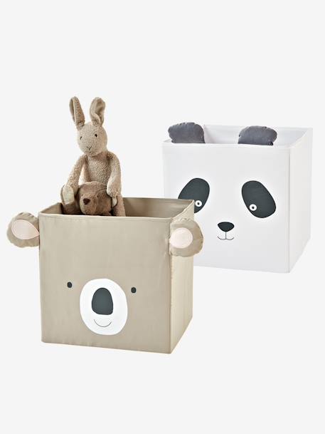 Lot de 2 bacs de rangement animaux Panda Koala Beige - vertbaudet enfant 