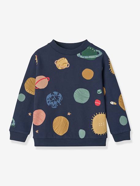 Thora bedrukte sweater marineblauw+rozen - vertbaudet enfant 