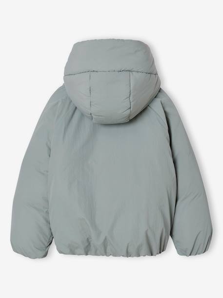 Doudoune fille croisée à capuche vert de gris - vertbaudet enfant 