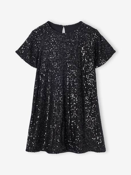 Meisjesjurk met pailletten kerst capsule moeder-dochter zwart - vertbaudet enfant 