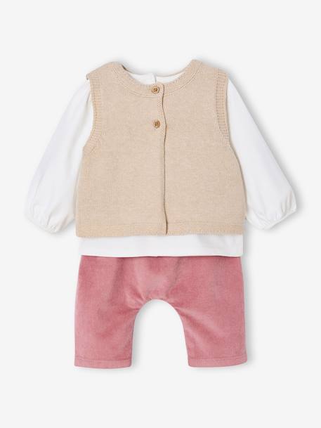 Ensemble 3 pièces naissance blouse + pantalon+ gilet lilas - vertbaudet enfant 