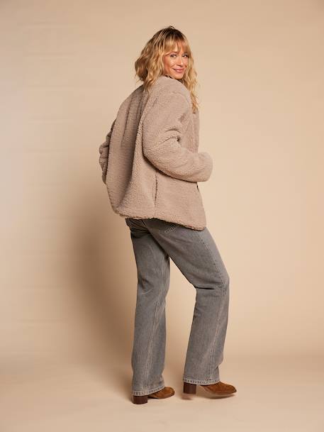 Veste femme sherpa doublée léopard collection capsule mère-fille taupe - vertbaudet enfant 
