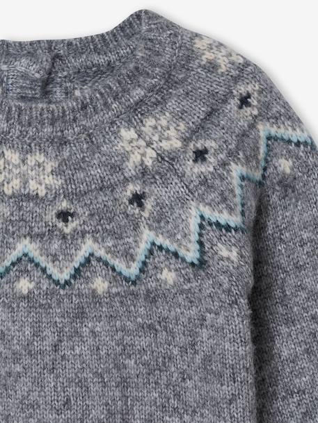 Pull bébé jacquard noël capsule famille gris chiné - vertbaudet enfant 
