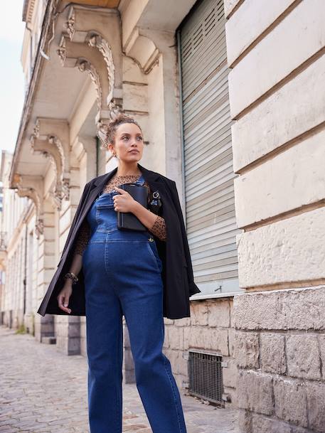 Salopette en jean de grossesse forme large denim brut - vertbaudet enfant 