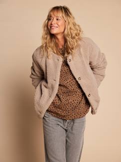 Vêtements de grossesse-Veste femme sherpa doublée léopard collection capsule mère-fille