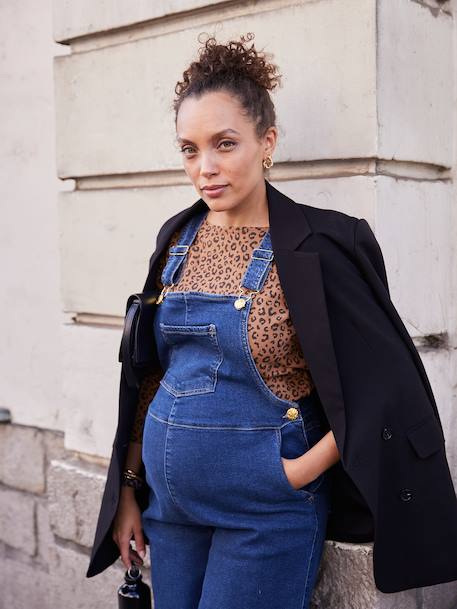 Salopette en jean de grossesse forme large denim brut - vertbaudet enfant 