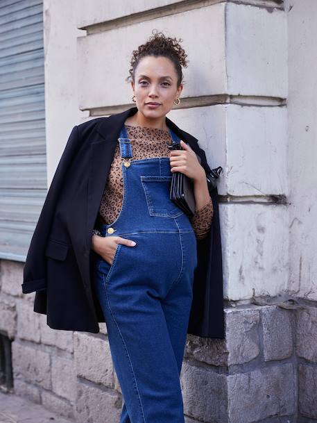 Salopette en jean de grossesse forme large denim brut - vertbaudet enfant 