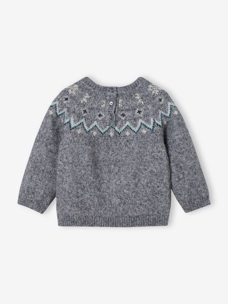 Pull bébé jacquard noël capsule famille gris chiné - vertbaudet enfant 