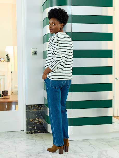 T-shirt marinière grossesse et allaitement en coton biologique* caramel+vert - vertbaudet enfant 