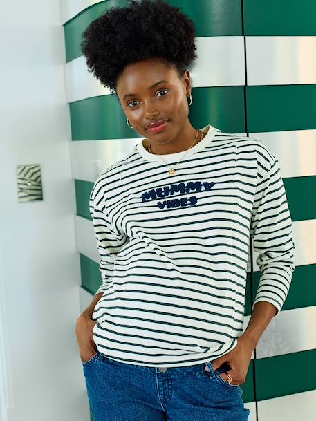 T-shirt marinière grossesse et allaitement en coton biologique* caramel+vert - vertbaudet enfant 