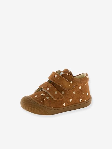 Chaussures premiers pas en suède imprimé poney marron+noir+rose pâle - vertbaudet enfant 