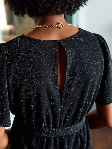 Combinaison velours pailleté grossesse et allaitement noir - vertbaudet enfant 