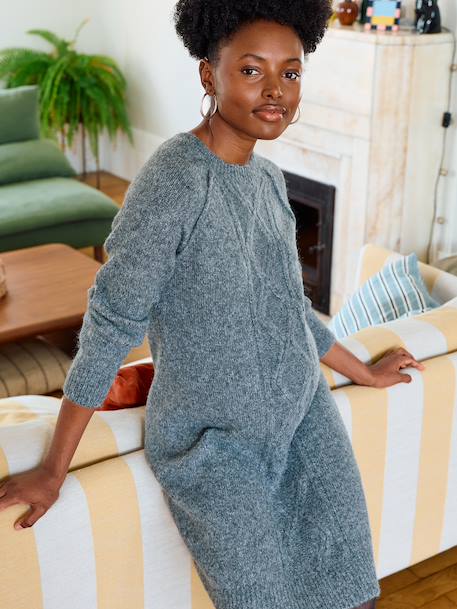 Rob-pull torsades avec laine grossesse gris chiné - vertbaudet enfant 