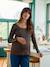 T-shirt borstvoeding met lange mouwen in rib chocoladebruin - vertbaudet enfant 