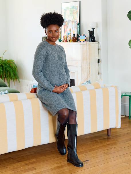 Rob-pull torsades avec laine grossesse gris chiné - vertbaudet enfant 