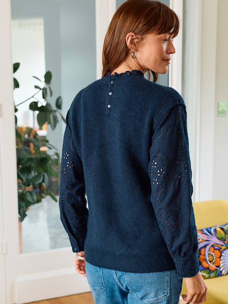 Pull de grossesse bi-matière marine - vertbaudet enfant 