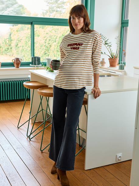 T-shirt marinière grossesse et allaitement en coton biologique* caramel+vert - vertbaudet enfant 