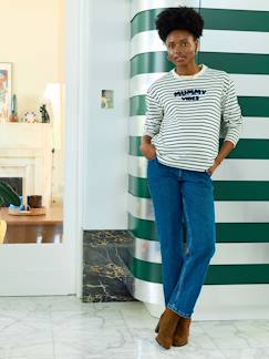 Vêtements de grossesse-T-shirt marinière grossesse et allaitement en coton biologique*