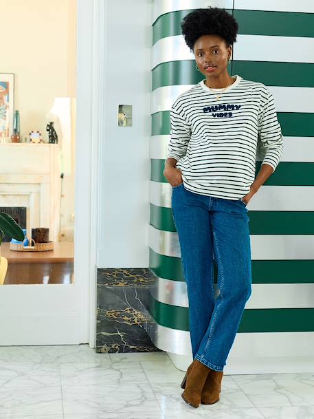 T-shirt marinière grossesse et allaitement en coton biologique* caramel+vert - vertbaudet enfant 