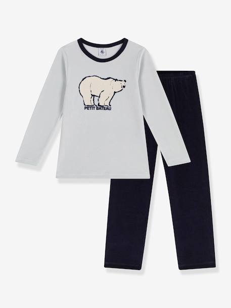 Kinderpyjama in fluweel / velours PETIT BATEAU grijs - vertbaudet enfant 