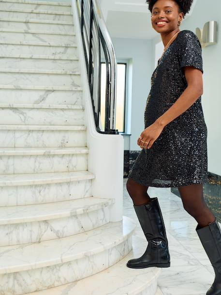 Robe de grossesse en sequins noir+or - vertbaudet enfant 