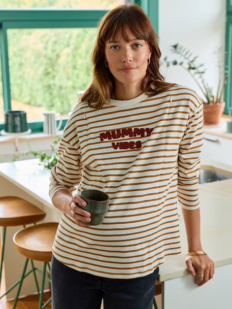 T-shirt zwangerschaps- en borstvoeding in biologisch katoen* groen+karamel - vertbaudet enfant 