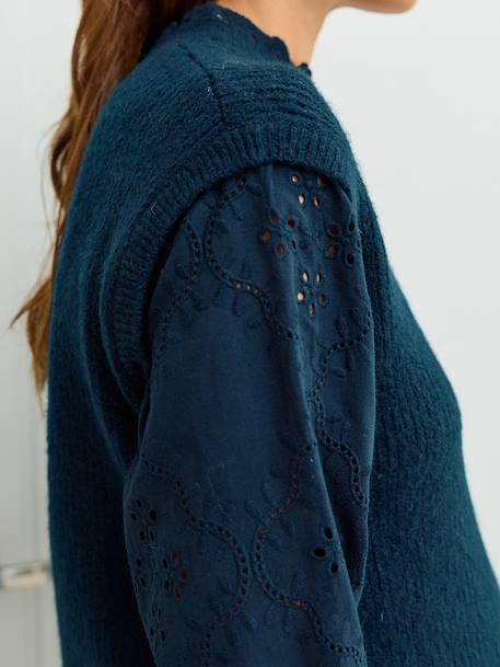 Pull de grossesse bi-matière marine - vertbaudet enfant 