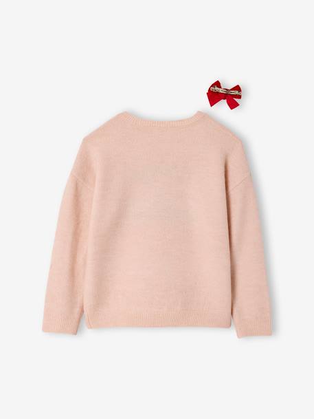 Coffret Noël fille pull jacquard et accessoire écru+rose pâle - vertbaudet enfant 