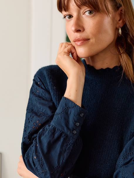 Pull de grossesse bi-matière marine - vertbaudet enfant 