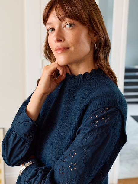 Pull de grossesse bi-matière marine - vertbaudet enfant 